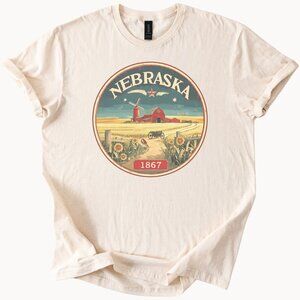 Nebraska Graphic Tee Farm Barn Sunflower Field 1867 State Pride Shirt